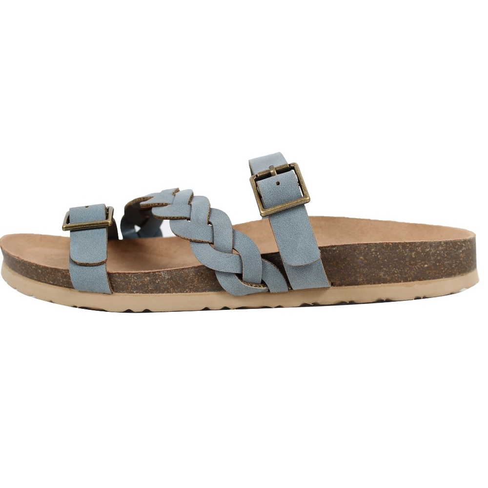 GIRLS Blue Buckle Strap Platform Slip On Sandal - Picture 3 of 4